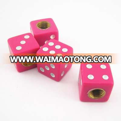 Set of 4 Dice tire dust valve caps for Car or Bike - opaque pink