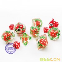 Bescon Novelty Deer Polyhedral Dice Set, Red Deer RPG Dice set of 7