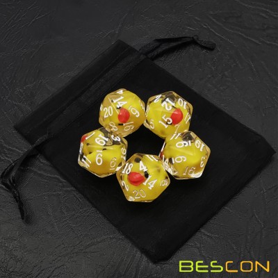 Bescon Yellow Duck 20 sides Dice set of 5,  Duck D20 5pcs Set