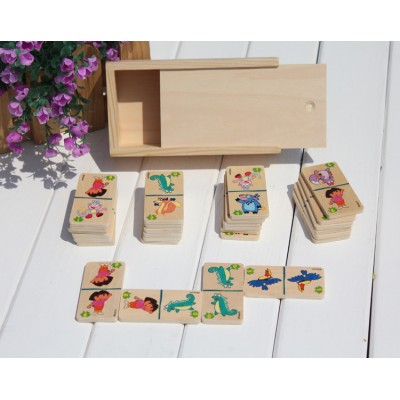 100 pieces Educational beech Wooden Domino brick toy with wooden box