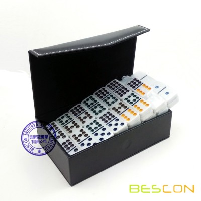 Double 9 Domino Game in Deluxe Leather Box Pack